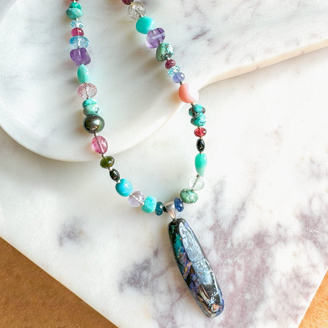 Australian Opal Pendant on Multi-Stone Necklace