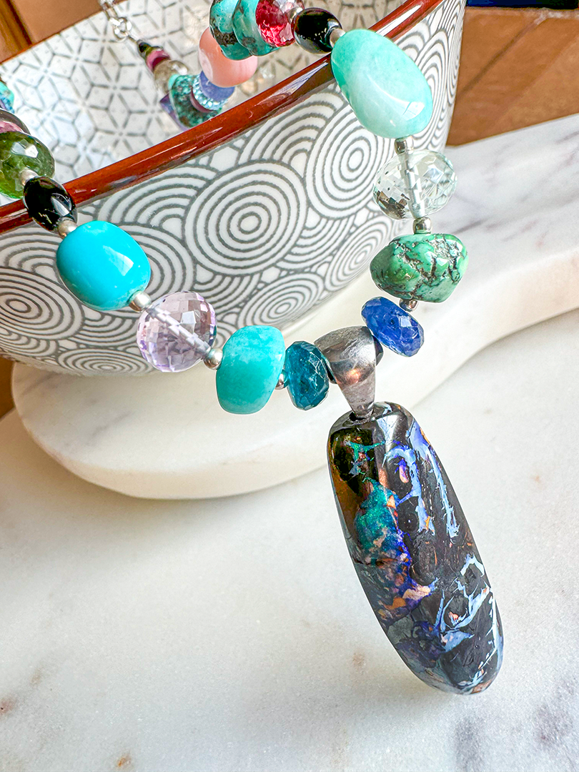 Australian Opal Pendant on Multi-Stone Necklace