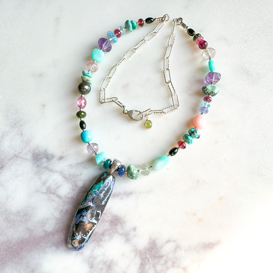 Australian Opal Pendant on Multi-Stone Necklace