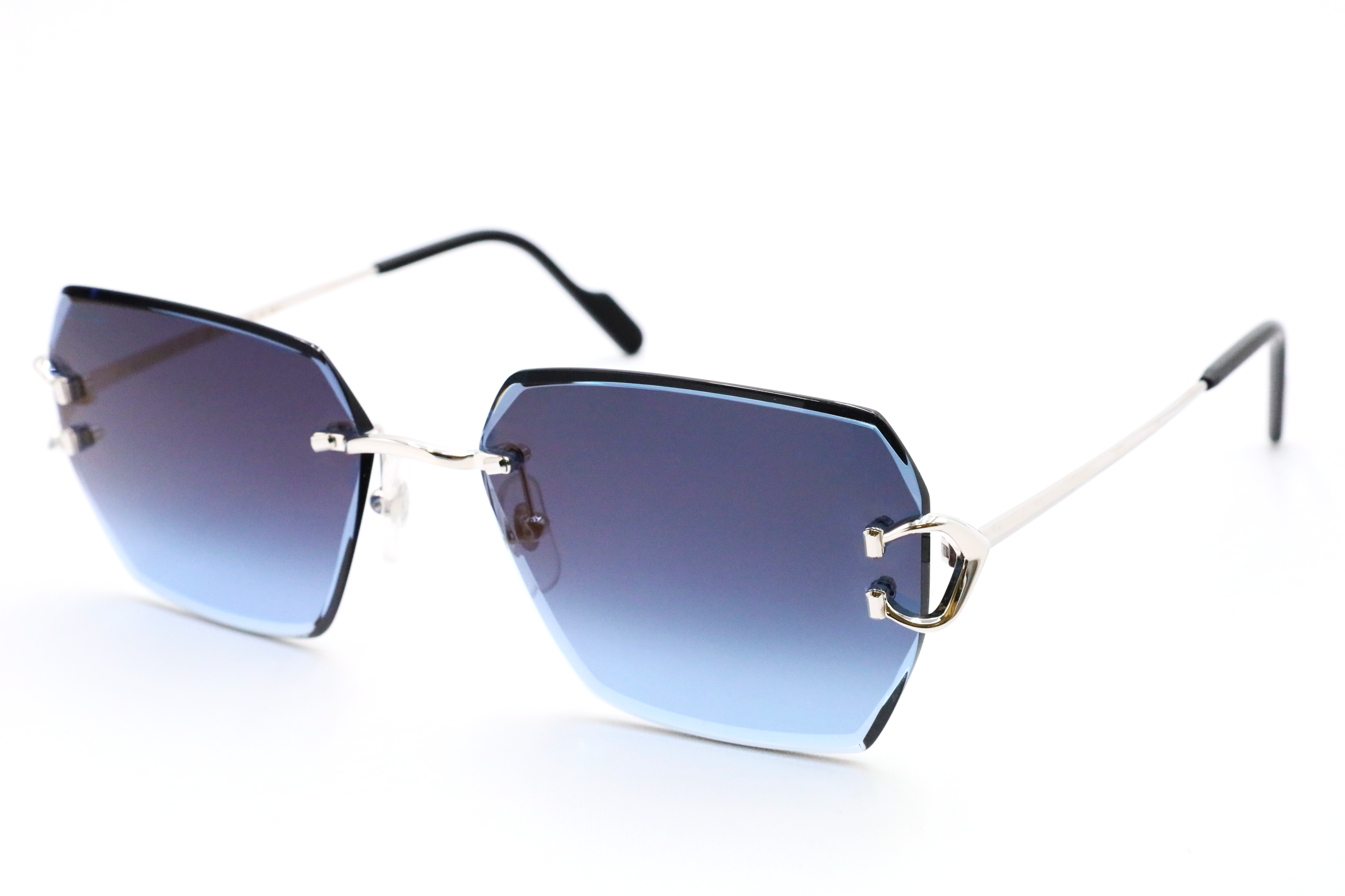 Cartier Custom Vintage Double C Beveled Platinum Sunglasses by MEG