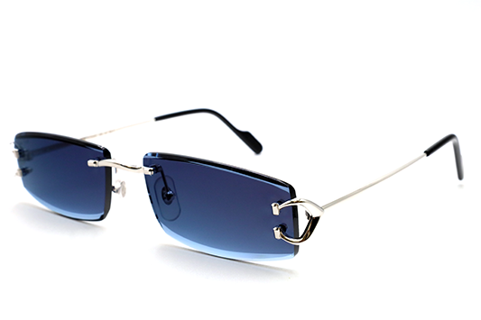 Cartier Custom Vintage Double C Platinum Rectangle Sunglasses by MEG