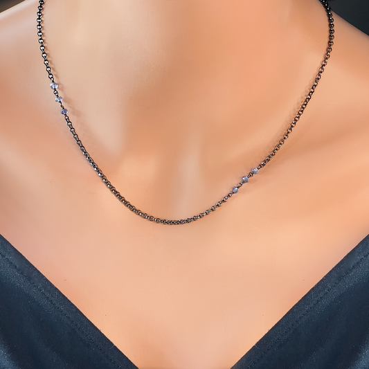 Black Rhodium & Iolite Necklace