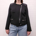 IRO BLACK TWEED JACKET WITH LEATHER DETAIL - SIZE 3/L