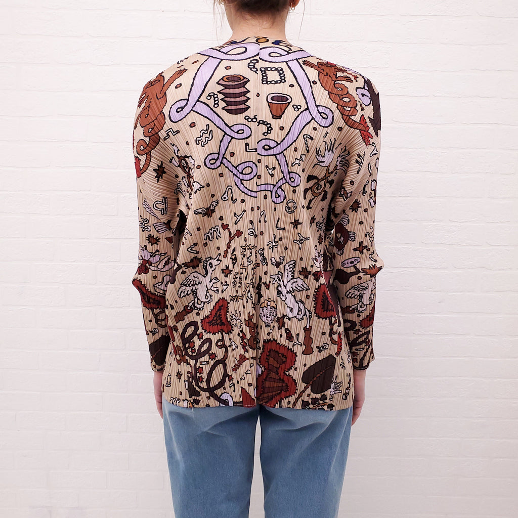 ISSEY MIYAKE NUDE PATTERNED PLEATED SHIRT - SIZES 3 (M) AND 5 (XL)