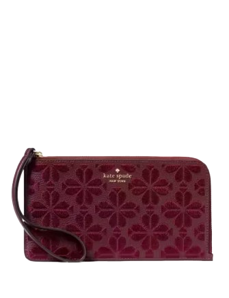 Kate Spade New York Lucy Spade Flower Embroidered Medium L-zip Wristlet