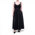 LA LIGNE BLACK COTTON DRESS WITH RUCHED DETAIL - SIZE L