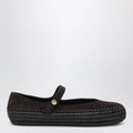 Loewe Dark Brown Suede And Raffia Mary Jane Rio Shoes Women