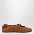Loewe Pebble Soft Suede Goatskin Ballet Flats In Tan Women