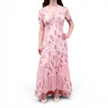 LOVESHACKFANCY PINK TIERED FLORAL DRESS WITH LACE - SIZE 6