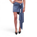 MAGDA BUTRYM DENIM EFFECT SKIRT WITH ROSETTE DETAIL - SIZE 40