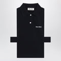 Miu Miu Blue Pique Top With Logo Women
