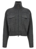 Brunello Cucinelli Women 'Shiny Zipper Pull' Wool Cardigan