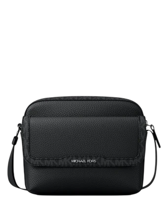 Michael Michael Kors Cooper Medium Pebbled Leather and Signature Logo Camera Crossbody Bag