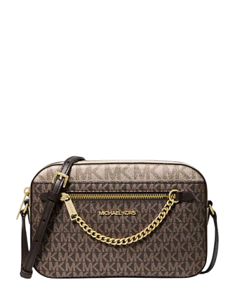 Michael Michael Kors Jet Set Large Metallic Signature Logo Crossbody Bag