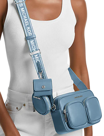 Michael Michael Kors Jet Set Leather Medium Crossbody Bag with Case for Apple Airpods Pro