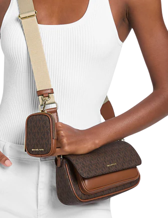 Michael Michael Kors Jet Set Travel Small Signature Logo Crossbody Bag With Pouch