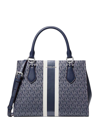 Michael Michael Kors Marilyn Medium Signature Logo Stripe Satchel