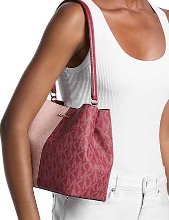 Michael Michael Kors Pratt Medium Two-Tone Signature Logo Shoulder Bag