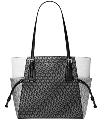 Michael Michael Kors Voyager Large Color-Block Metallic Signature Logo Tote Bag