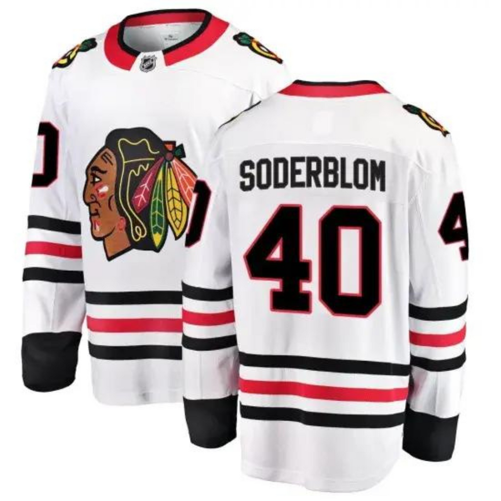 Arvid Soderblom Chicago Blackhawks 40 Jersey
