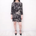 NILI LOTAN BLACK AND WHITE PRINTED LONG SLEEVE DRESS - SIZE XS