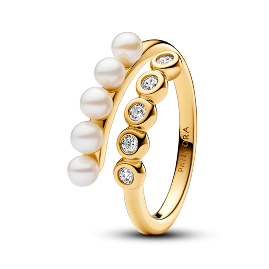 Treated Freshwater Cultured Pearls & Stones Open Ring