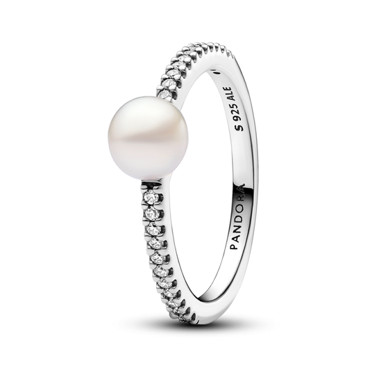 Treated Freshwater Cultured Pearl & Pavé Ring
