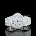 Patek Philippe Nautilus Full Pave Dial Stick Markers Diamond Bezel Fully Iced Moissanite Diamond