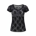 DOLCE & GABBANA BLACK LACE TOP WITH LOGO DETAIL - SIZE 42