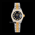 Rolex Datejust Black Dial Diamond Markers Large Diamond Bezel Two Tone Yellow Gold Moissanite Diamond Jubilee Bracelet For Women