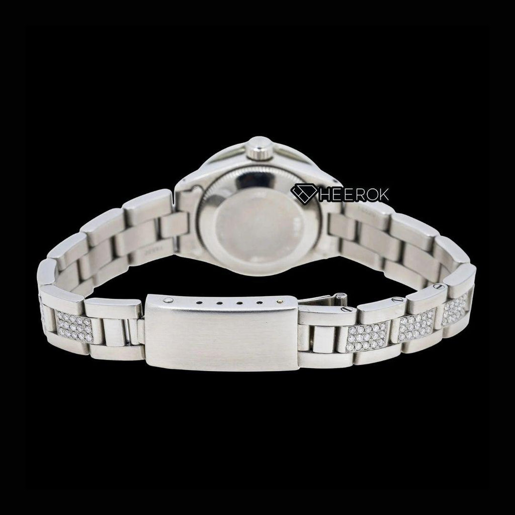 Rolex Datejust Blue Mother of Pearl Dial Diamond Markers Diamond Bezel Semi Iced Moissanite Diamond Oyster Bracelet For Women
