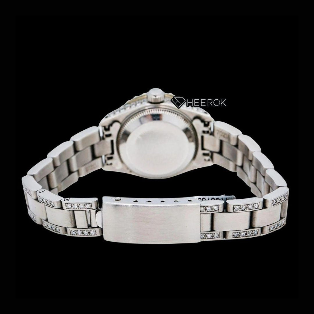 Rolex Datejust Diamond Markers Black Dial Large Diamond Bezel Semi Iced Moissanite Diamond Oyster Bracelet  For Women