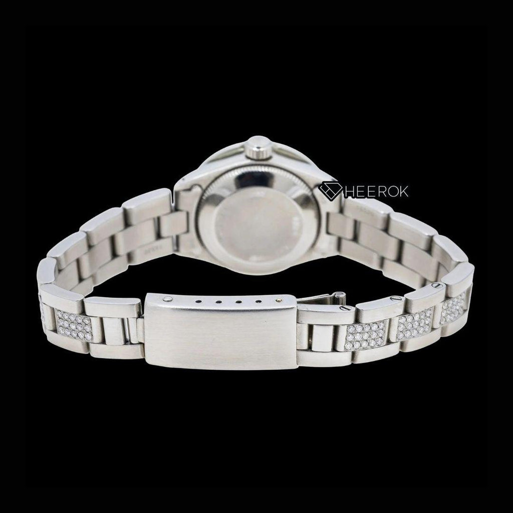 Rolex Datejust Diamond Markers Blue Mother of Pearl Dial Diamond Bezel Semi Iced Moissanite Diamond Oyster Bracelet For Women