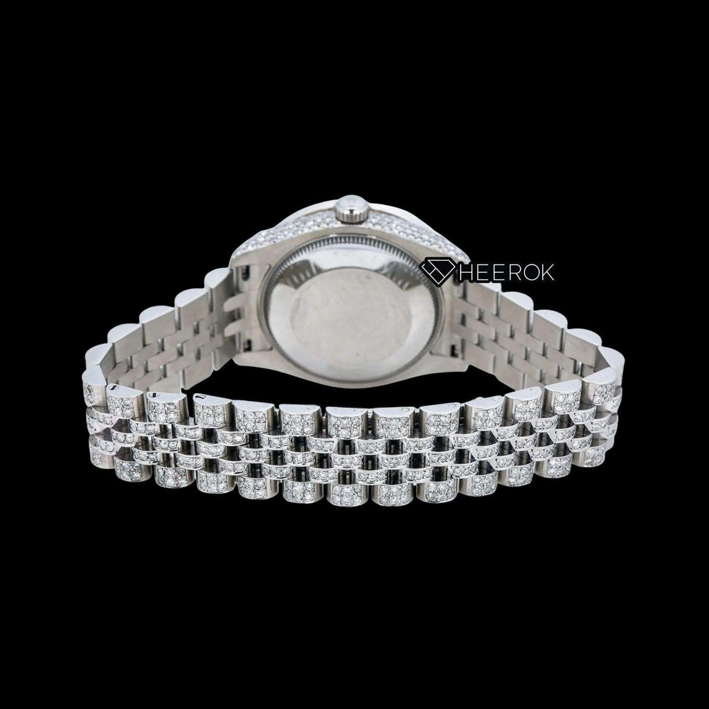 Rolex Datejust Diamond Paved Dial Multicolor Arabic Numerals Diamond Bezel Moissanite Diamond Jubilee Bracelet For Women