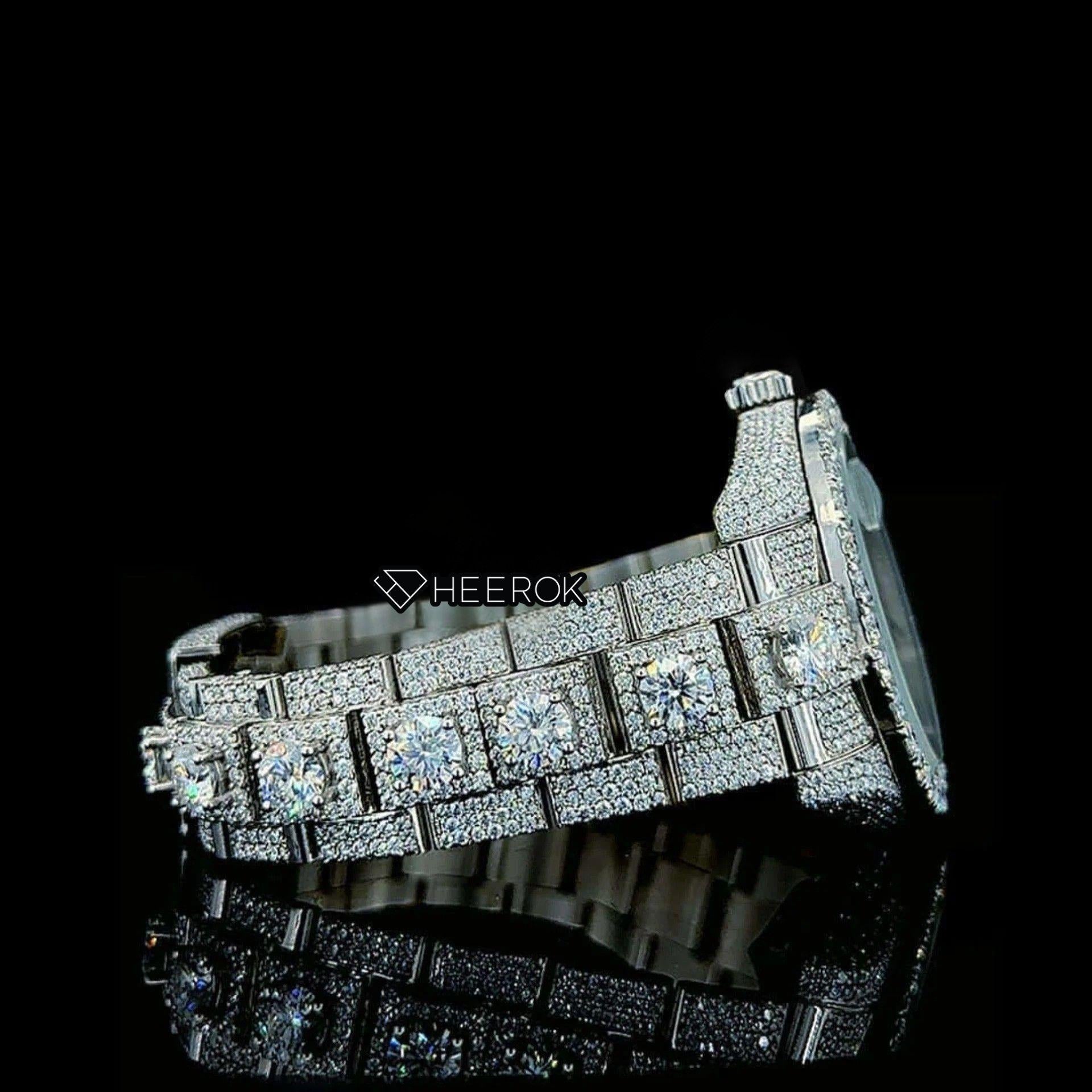 Rolex Datejust Diamond Stick Markers Dial Diamond Bezel Iced Out Moissanite Diamond Oyster Bracelet