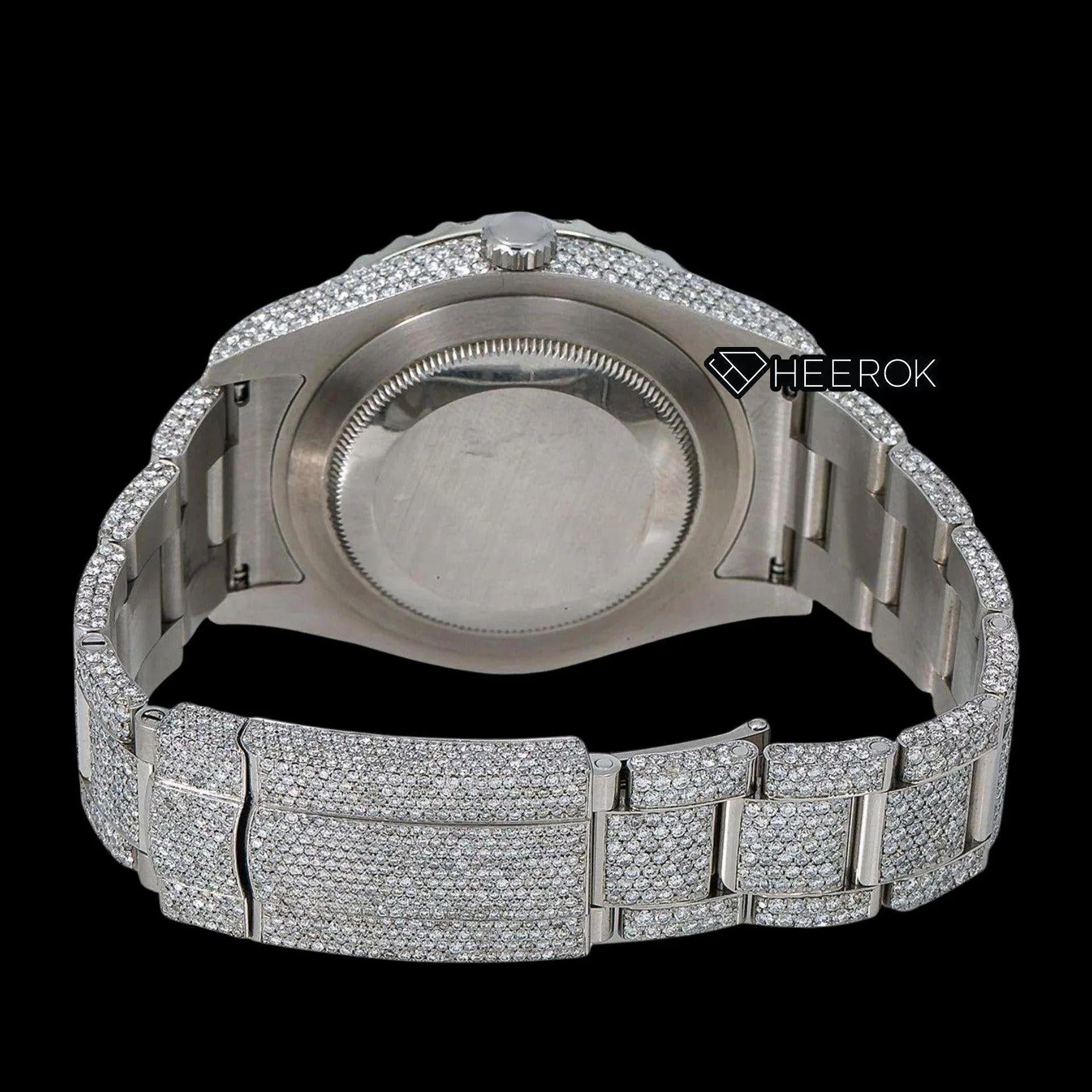 Rolex Datejust Full Diamond Paved Dial Multicolor Stick Markers Diamond Bezel Fully Iced Moissanite Diamond Oyster Bracelet