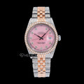 Rolex Datejust Pink Dial Diamond Markers Diamond Bezel Two Tone Rose Gold Moissanite Diamond Jubilee Bracelet For Women