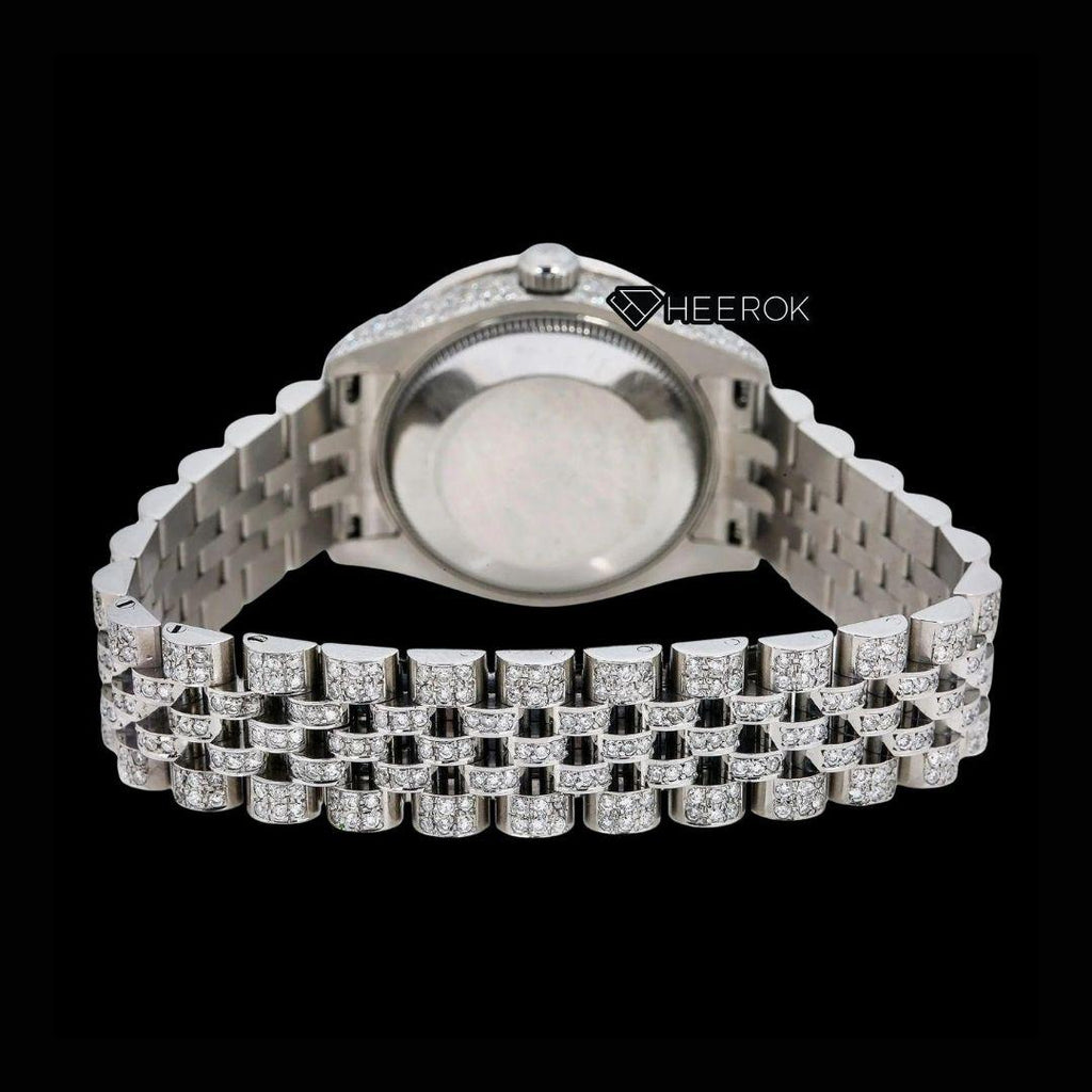 Rolex Datejust Rainbow Arabic Dial Diamond Bezel Fully Iced Moissanite Diamond Jubilee Bracelet For Women