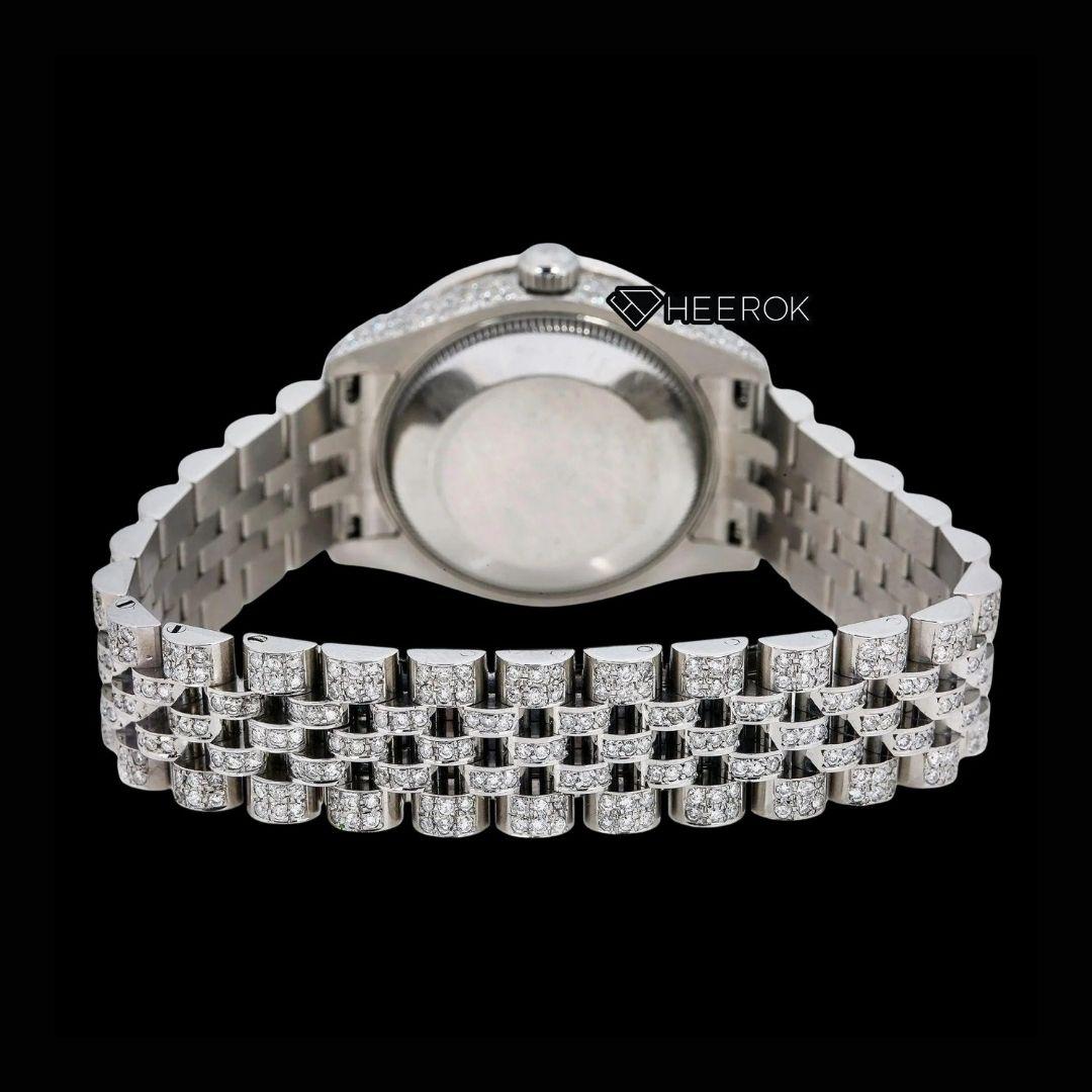 Rolex Datejust Rainbow Arabic Dial Diamond Bezel Fully Iced Moissanite Diamond Jubilee Bracelet For Women