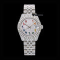 Rolex Datejust Rainbow Arabic Dial Diamond Bezel Fully Iced Moissanite Diamond Jubilee Bracelet For Women