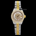Rolex Datejust White Dial Roman Numerals Inner Pave Diamond Bezel Two Tone Yellow Gold Moissanite Diamond Jubilee Bracelet For Women