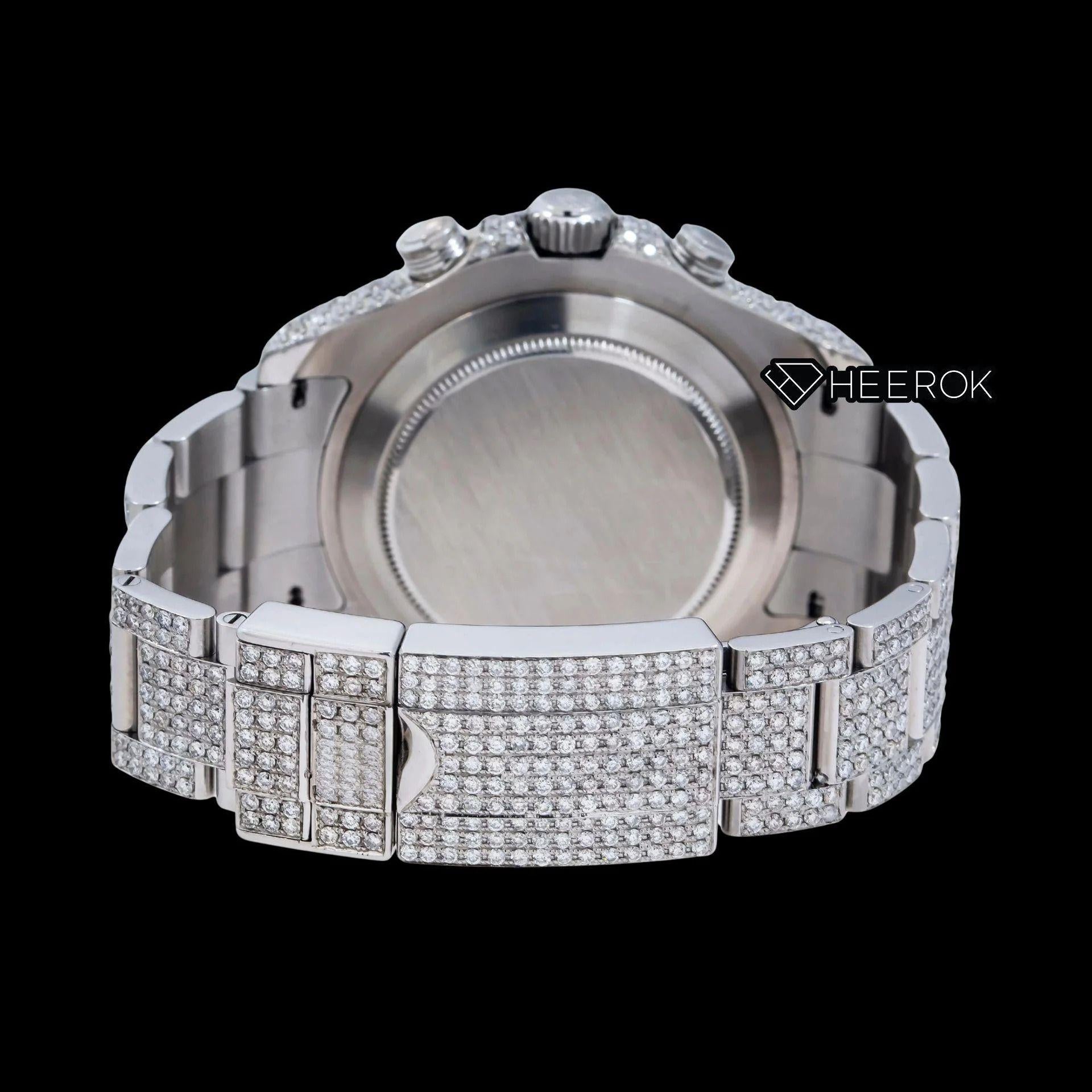 Rolex Yacht-Master White Dial Square Shape Markers Diamond Bezel  Fully Iced Moissanite Diamond Oyster Bracelet Watch