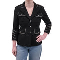 SMYTHE BLACK WOOL JACKET WITH GOLD PIPING DETAIL - SIZE 4