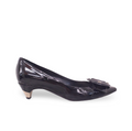 CHRISTIAN DIOR BLACK PATENT KITTEN HEELS WITH CD LOGO - SIZE 36