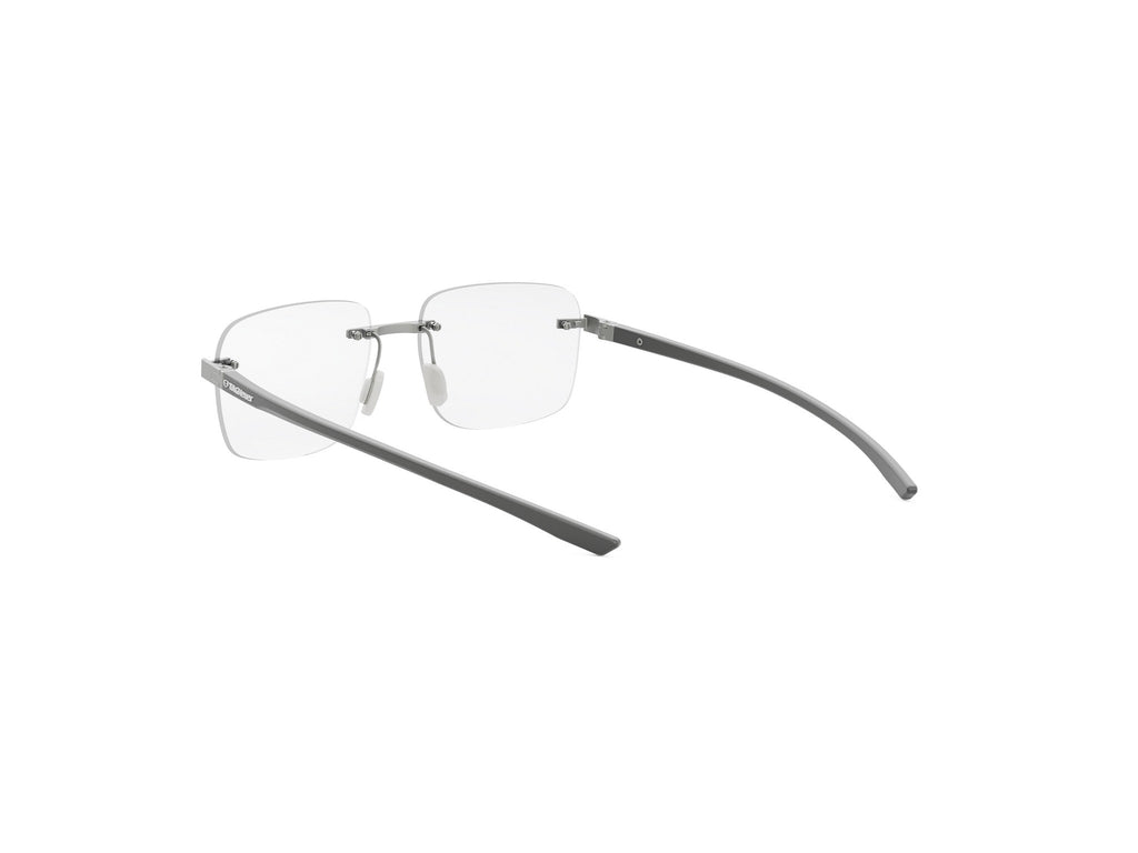 Matte Silver Square Metal Eyeglasses