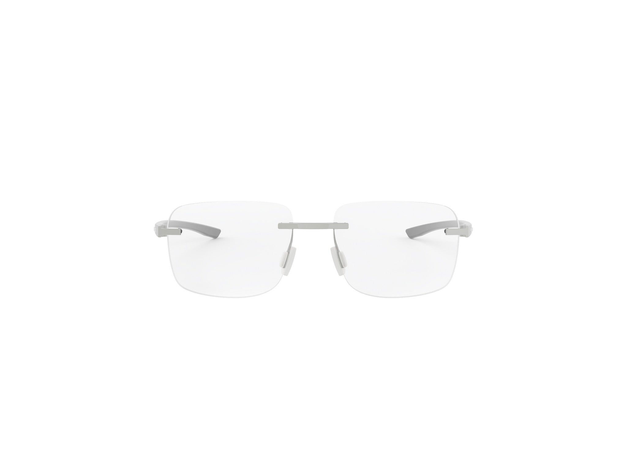 Matte Silver Square Metal Eyeglasses