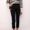 TOTEME BLACK 'TWISTED SEAM' CROPPED JEANS WITH LOGO - SIZE 24