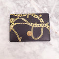 VERSACE BLACK CHAIN PRINT LEATHER CARD CASE