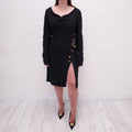 VERSACE BLACK GOLD PIN MEDUSA DRESS - SIZE 42