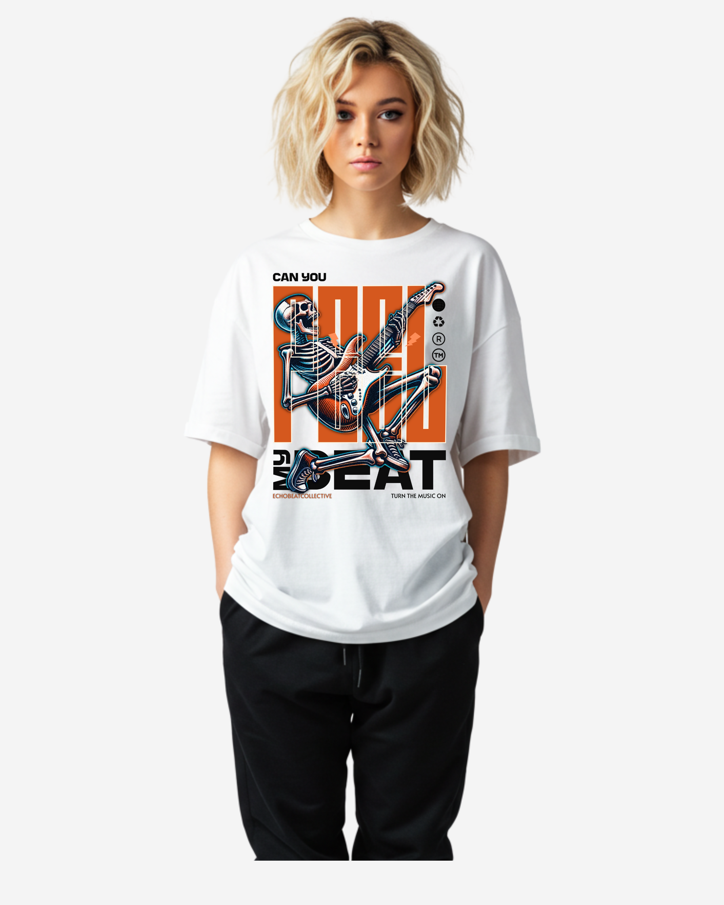 Skeleton Rocker Beat Women's Oversized T-Shirt